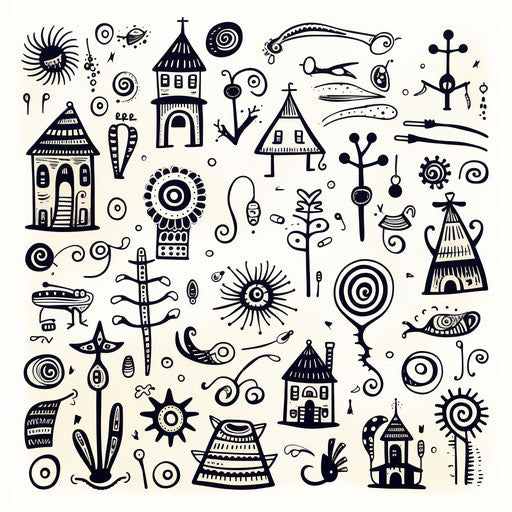 Sketchy clipart in the style of Chiaroscuro Art, on white background