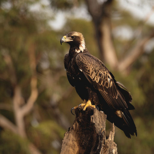 Sharp gaze of the wedge-tailed eagle from high vantage point