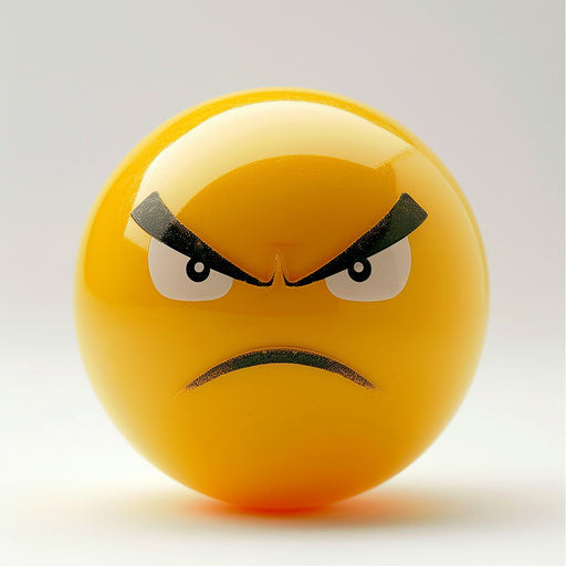 Yellow emotion with angry face on white background