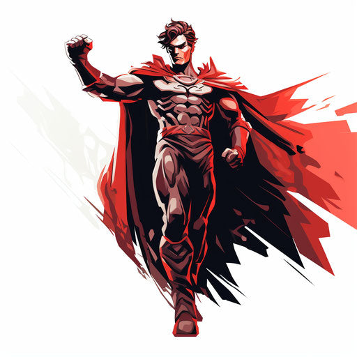 Hero clipart in the style of Chiaroscuro Art, on a white background