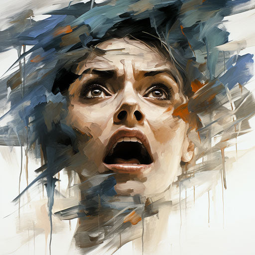Fear clipart in the style of Oil painting, on a white background