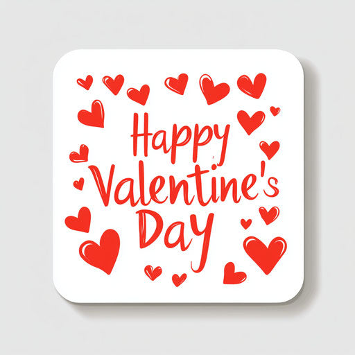 Joyful Valentine's Day surrounded by red hearts