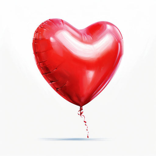 Heart balloon png in the style of Oil painting, on a white background