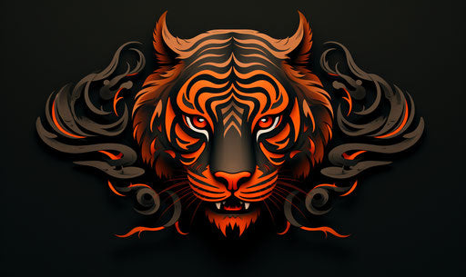 Tattoo with tribal tiger design, Tonga art style
