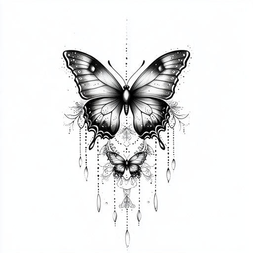 Butterfly tattoo with delicate lace designs for women