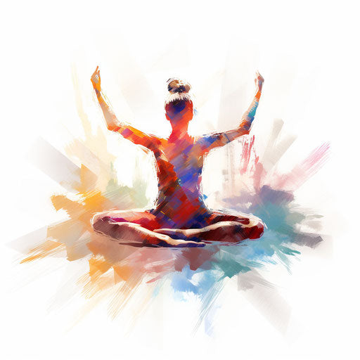 Impressionistic style yoga clip art on white background
