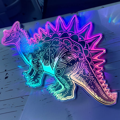 Neon stegosaurus dinosaur tattoo design