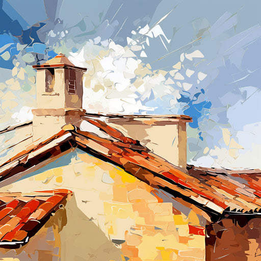 Roof illustration in the style of Impressionistic Art, on white background