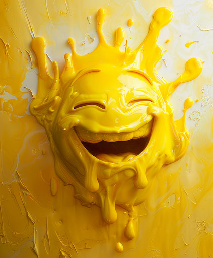 Smiling laughing yellow emotion in explosive and chaotic style