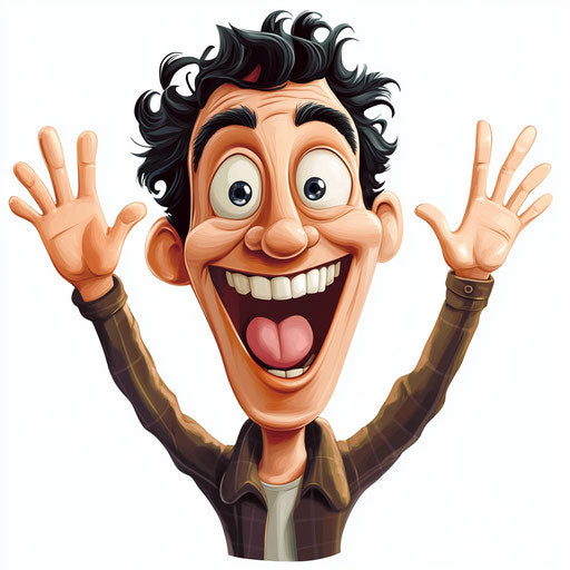 Humorous caricature of a face with human characteristics