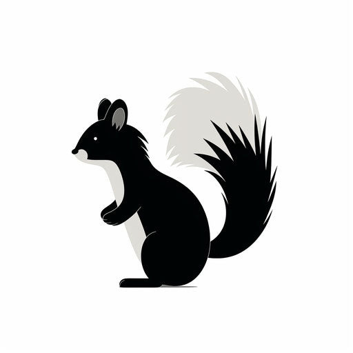 Skunk clipart in minimalist style, on white background