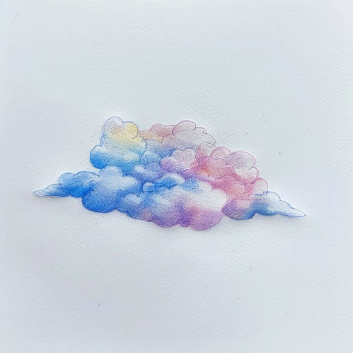 Dreamy cloud tattoo in soft pastel on white canvas