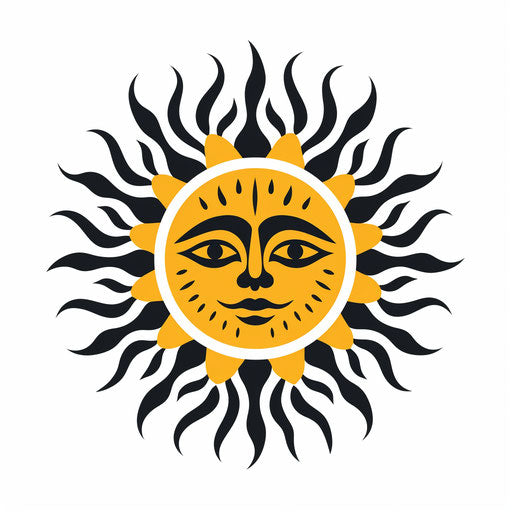 The sun's face on a white background