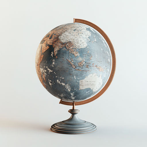 3D globe on flat white background, isolated clipart