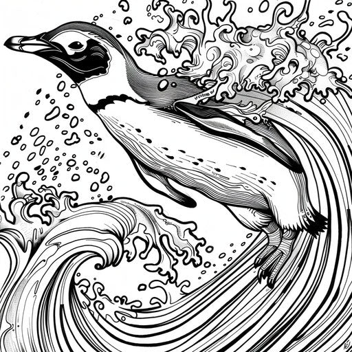 Penguin diving into the ocean with splash