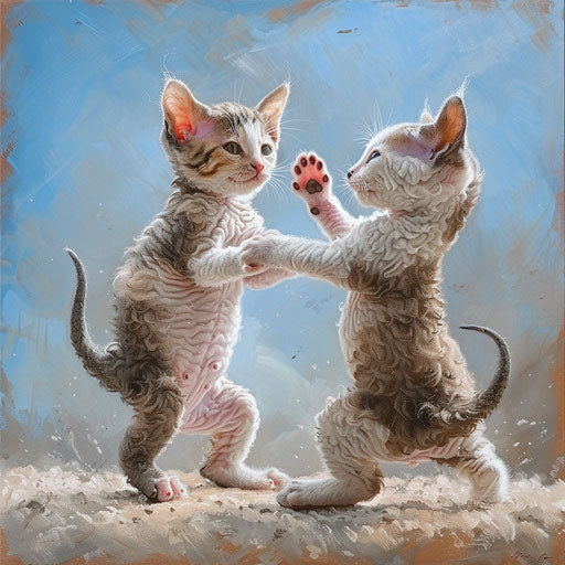 Cornish rex cat kittens playing