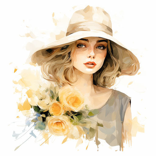 June illustration in the style of Oil painting, on white background