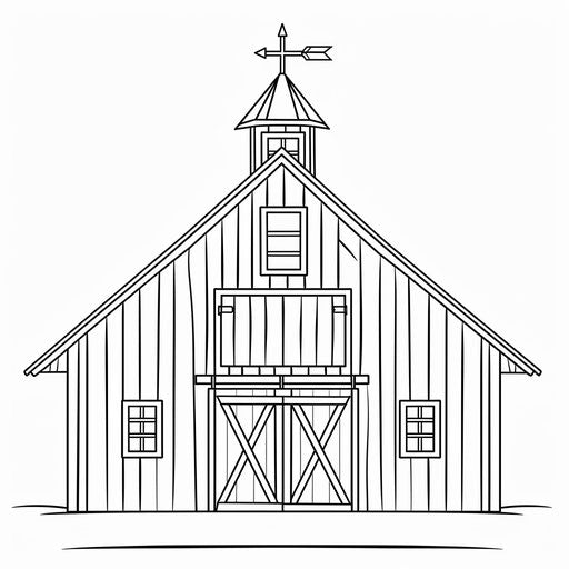 Simple barn outline with weathervane, coloring book page