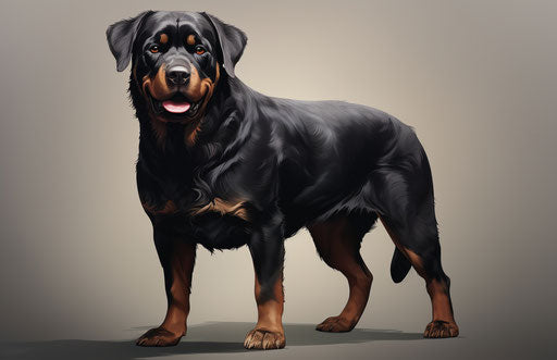 Animal trainer: rottweiler breed info, dark indigo and light crimson style, ominous vibe, anemoiacore, dappled 17:11