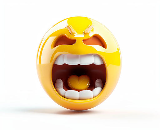 Shouting emoji on white background in Pixar style