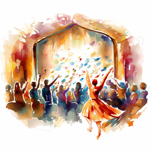 Theater clipart in the style of Impressionistic Art, on white background