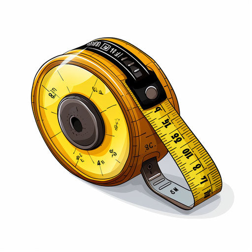 Illustration of tape measure in the style of Chiaroscuro Art, on white background