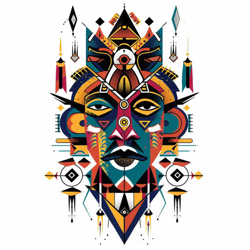 African-inspired Tattoo: Bold Geometric Shapes and Vibrant Colors