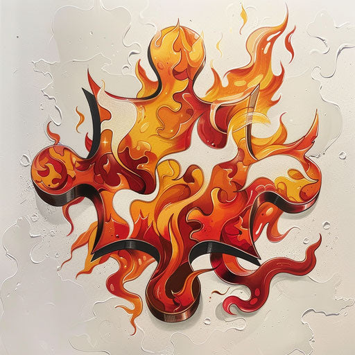 Vivid fiery puzzle piece tattoo design