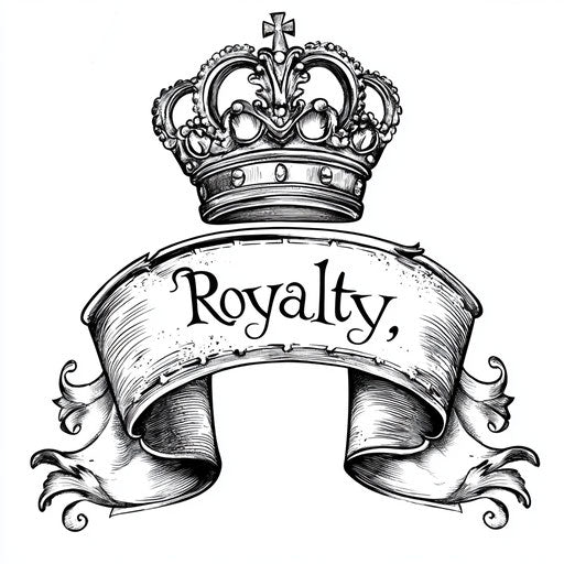 Beautiful clipart flat tattoo sketch with vintage scroll