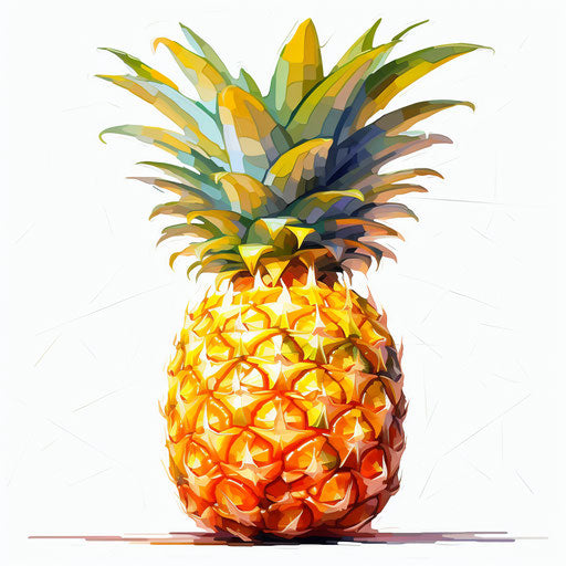 Pineapple clipart in the style of Oil painting on white background