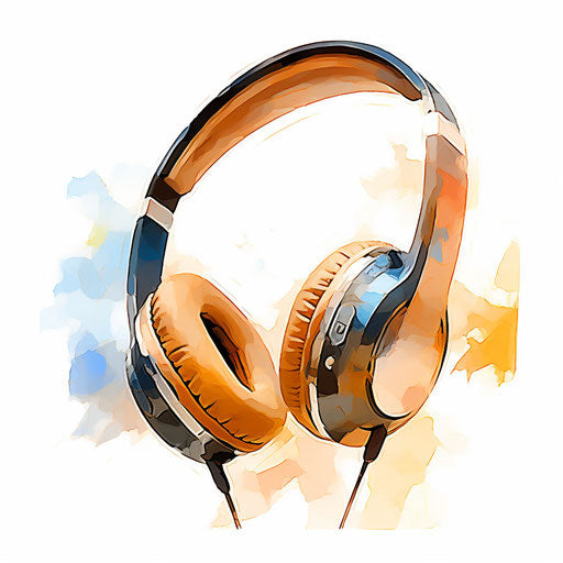 Headset illustration in the style of Impressionistic Art, on white background