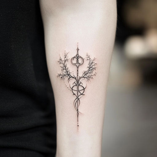 Delicate tattoos with a small elven rune, in the style of Peter Jackson