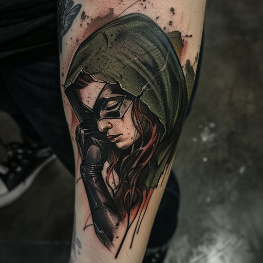 Depression tattoo with superhero themes