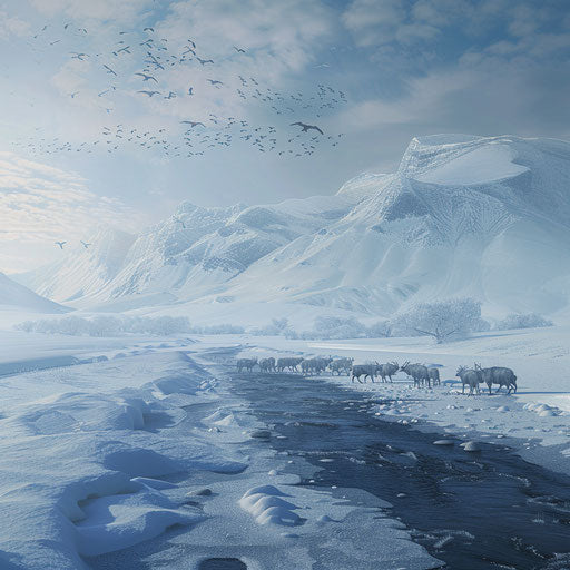 Animal migration across a frozen landscape