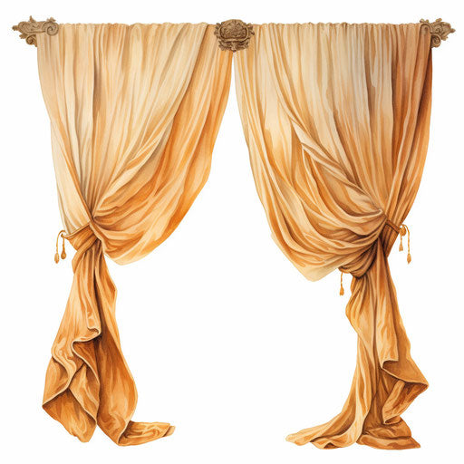 Curtain clipart in the style of Oil painting, on a white background