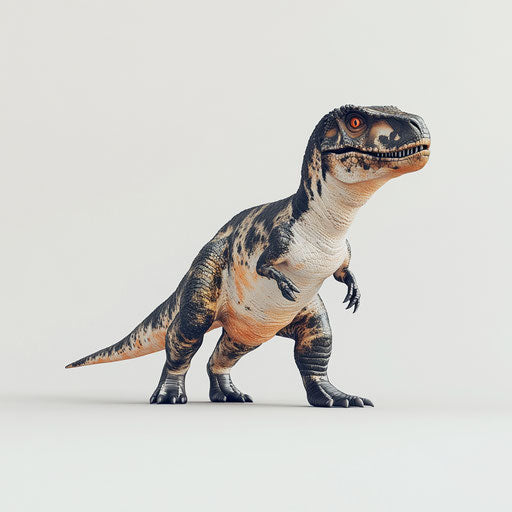 3D t rex in photo realistic style with white background, isolated clipart