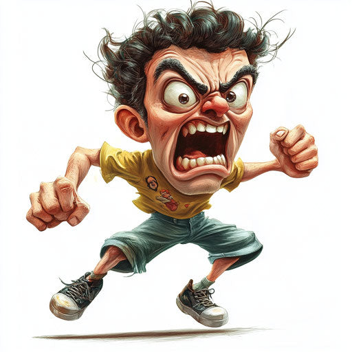 Humorous caricature of a social media clipart caricature