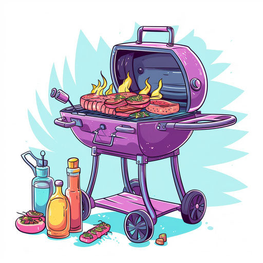 Barbecue illustration in Pastel Colors Art style, on white background