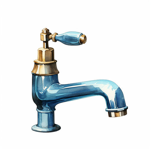 Faucet clipart in the style of Oil painting, on a white background