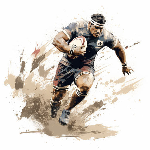 Rugby clipart in the style of Chiaroscuro Art, on a white background