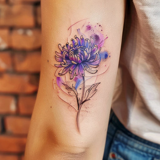 Impressionist sketch of an aster flower