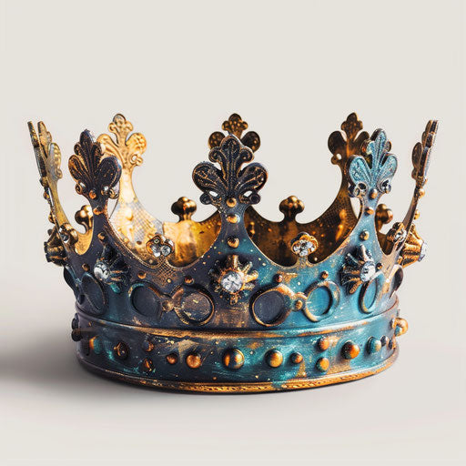 Realistic king crown clipart on flat white background