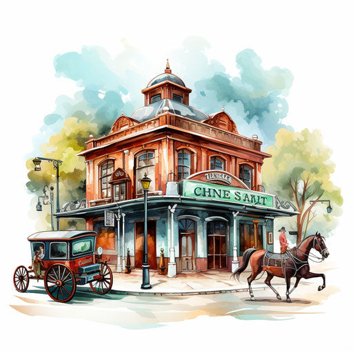 Clinic clipart in the style of Oil painting, on a white background