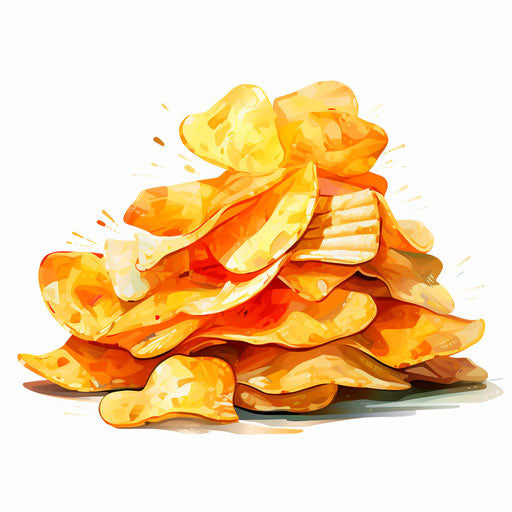 Chips in Impressionistic Art style on white background