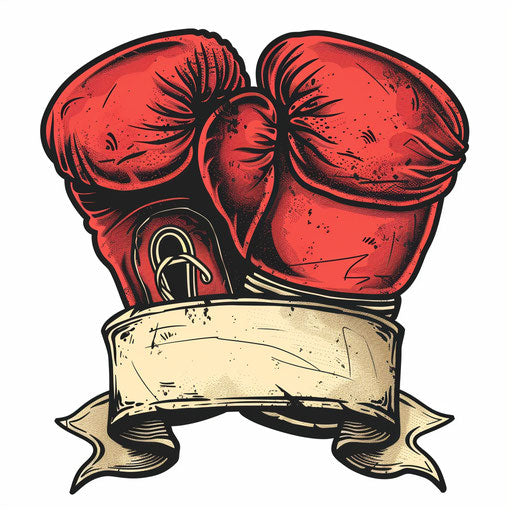 Traditional boxing gloves tattoo with blank banner