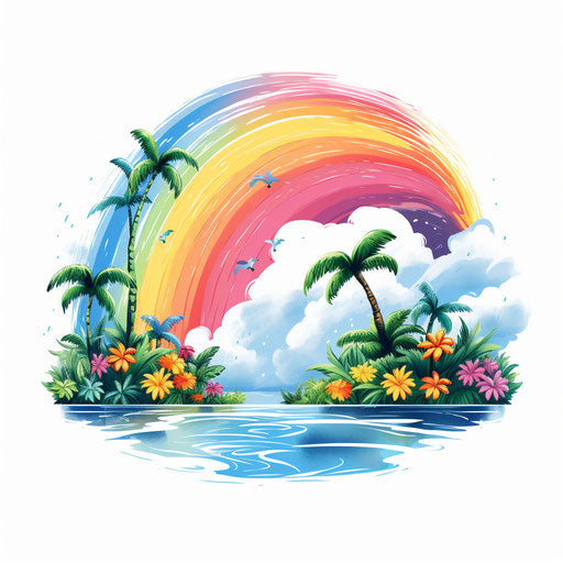 Rainbow clipart in the style of Chiaroscuro Art, on white background