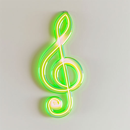 Vibrant neon green bass clef on white backdrop