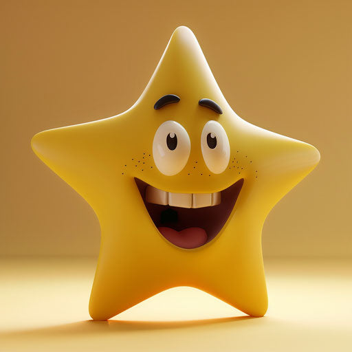 Smiling star in light yellow and bronze style, childlike