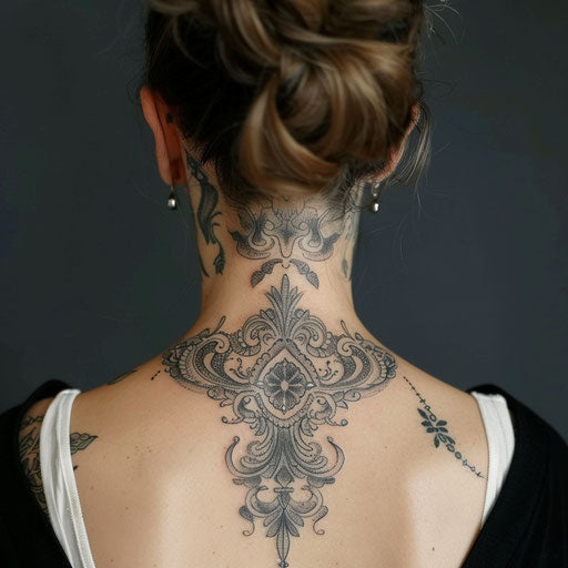 Intricate neck tattoos for females