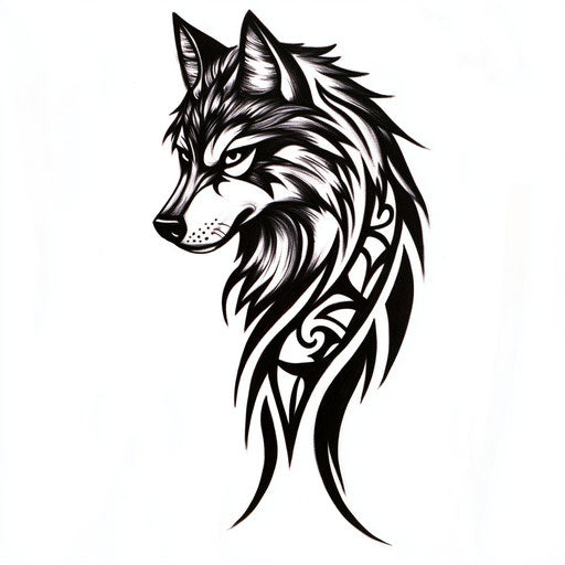 Tribal wolf tattoos for men in clipart black and white style